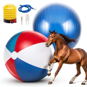 Lunmon Horse Play Ball Set 25in Blue Anti Burst Herding Balls with-0