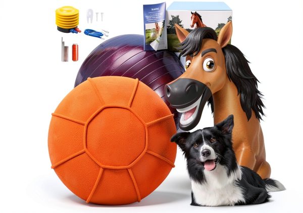 Herding Ball BabieDtOyG 25 Inch Blue Horse Toy with Green Cover-0